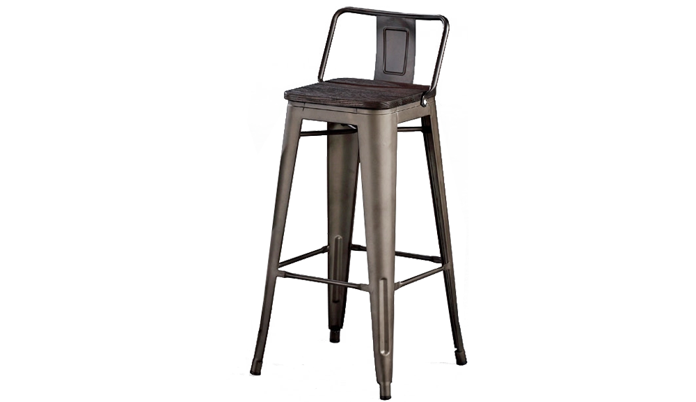 銹色老榆木板面吧椅