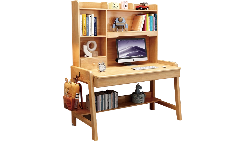 929橡膠木實木書桌(原木色)