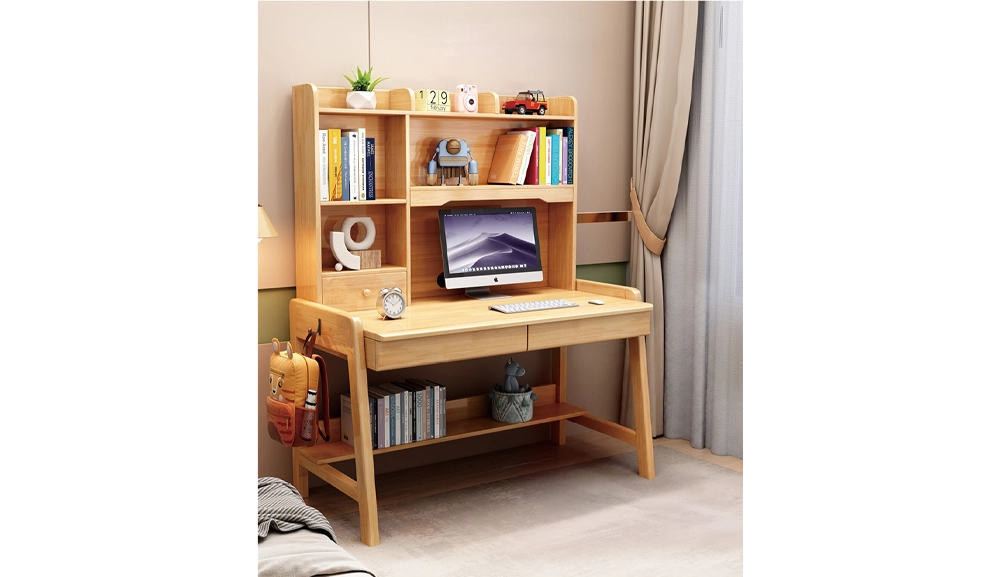 929橡膠木實木書桌(原木色)