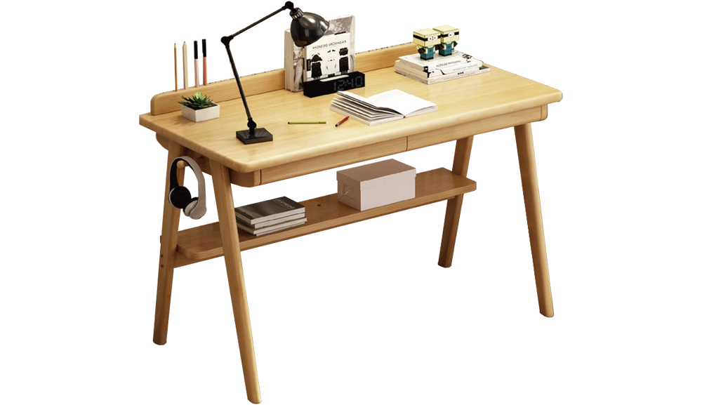 D2橡膠木實木書桌(原木色)