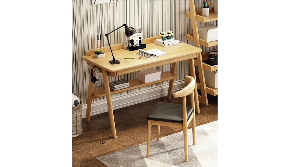 D2橡膠木實木書桌(原木色)