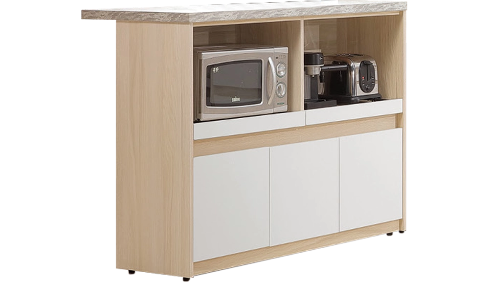 白原木雙色仿石紋4尺中島櫃