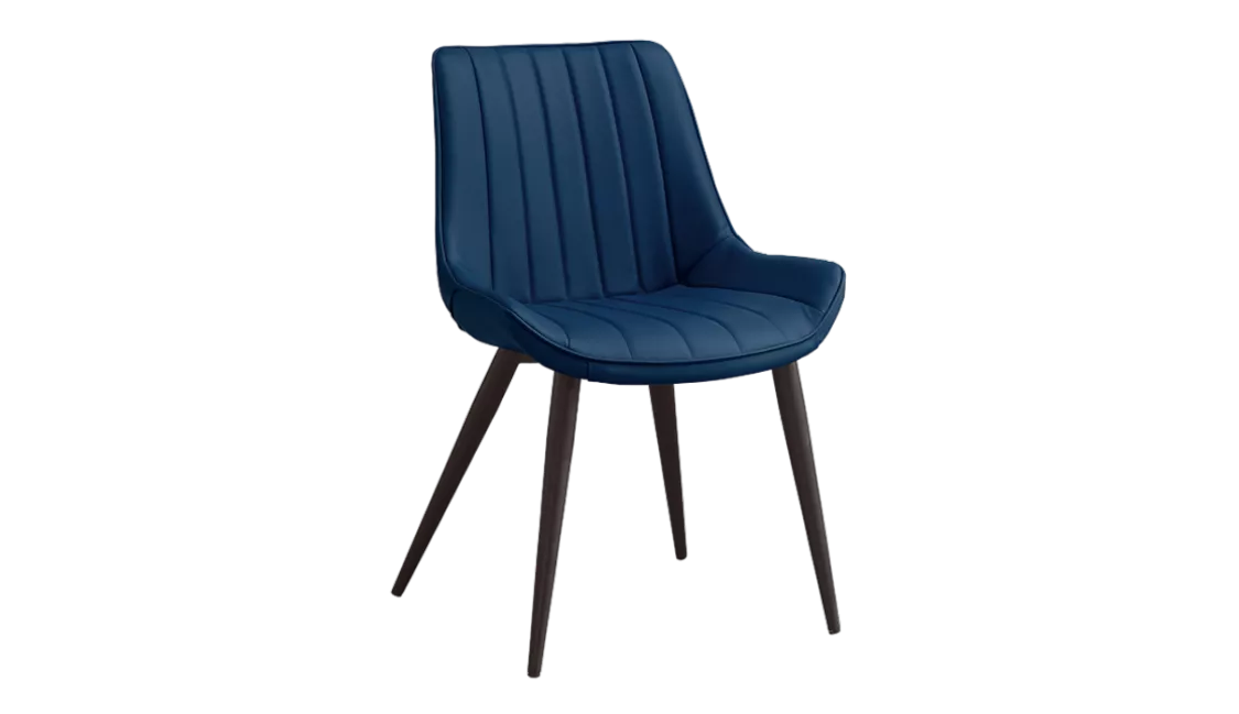 威爾藍色皮面餐椅
