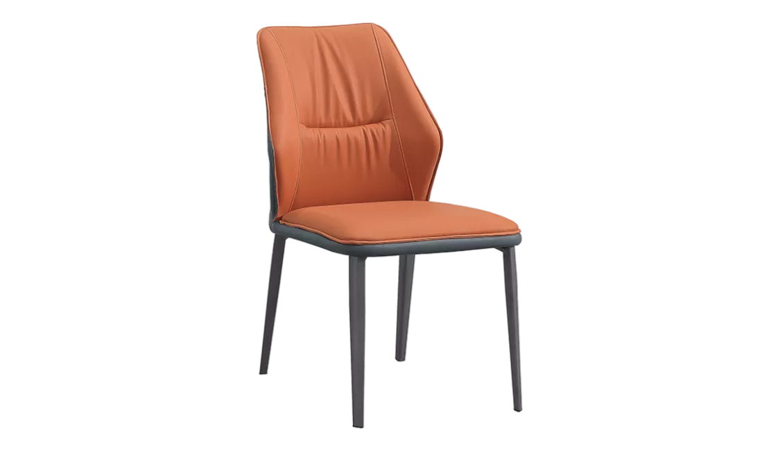 維京橘色科技布鐵腳餐椅