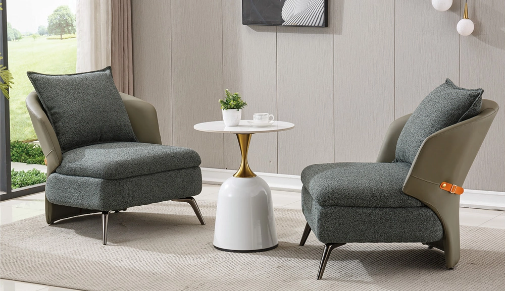 2481皮+布藝休閒椅(綠+深灰皮)