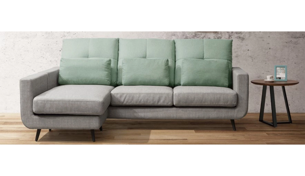 菲尼斯L型湖水綠貓抓皮沙發