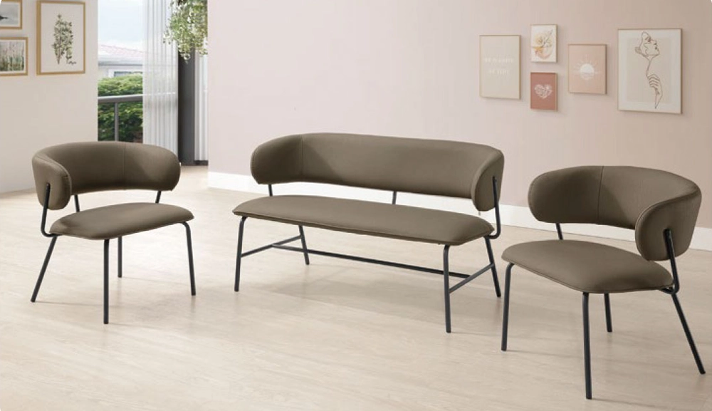 路比駝色皮鐵架單人椅