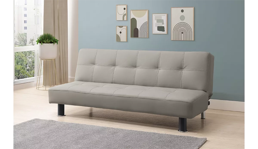 波特淺灰色皮沙發床