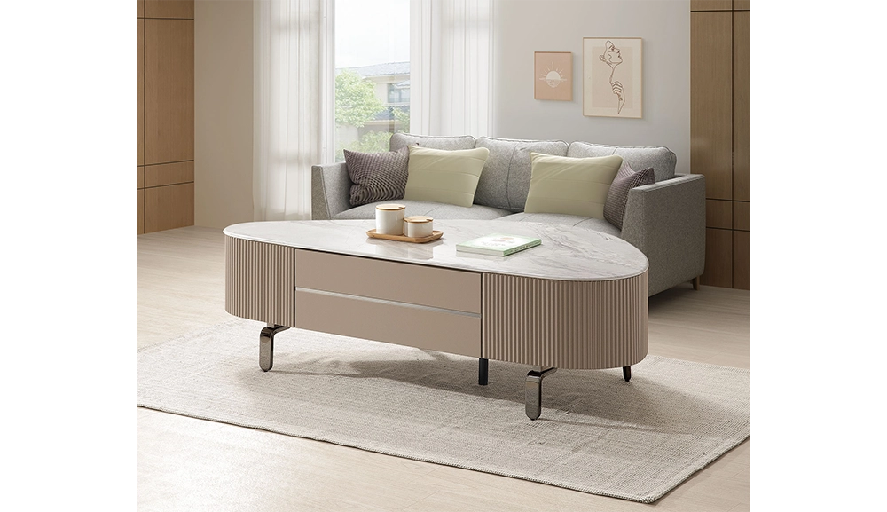 夏洛特駝色烤漆玉晶石茶几