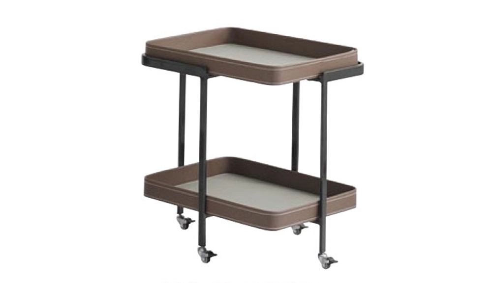 貝琪咖啡馬鞍皮滑輪邊几