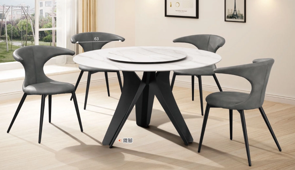 安迪亮面雪山4.3尺岩板圓桌