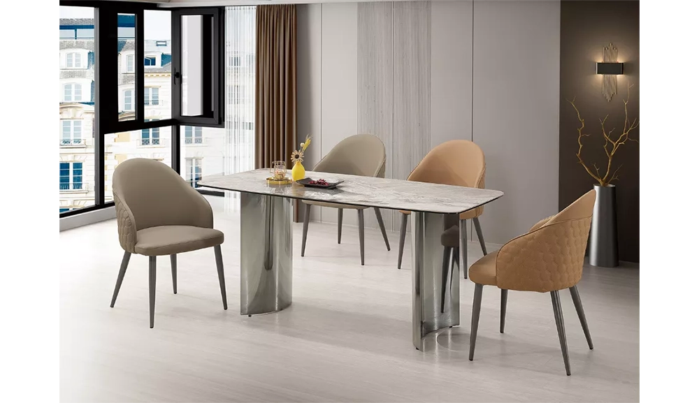 坎培拉5.3尺陶片+玻璃餐桌