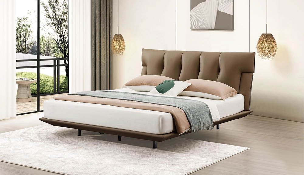 沙織駝色皮6尺懸浮床台